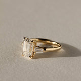 1.5 CT Emerald  Lab Grown Diamond Three Stone Style Engagement Ring