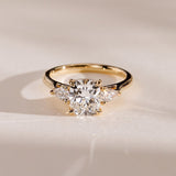 1.04 CT Elongated Cushion Lab Grown Diamond Three Stone Style Engagement Ring