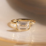 1.5 CT Emerald⁠  Lab Grown Diamond Half Bezel Style Engagement Ring