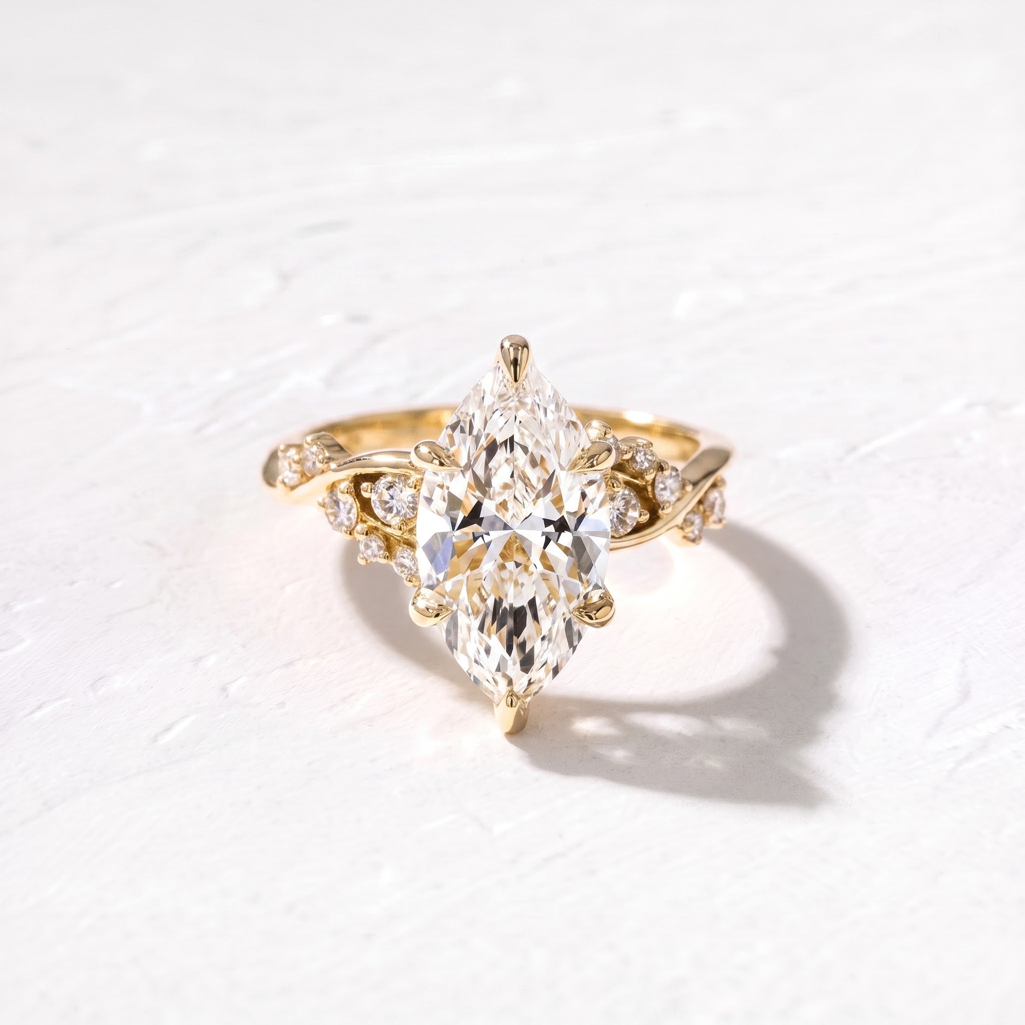 3 CT Nature Inspired Marquise Lab Grown Diamond Engagement Ring