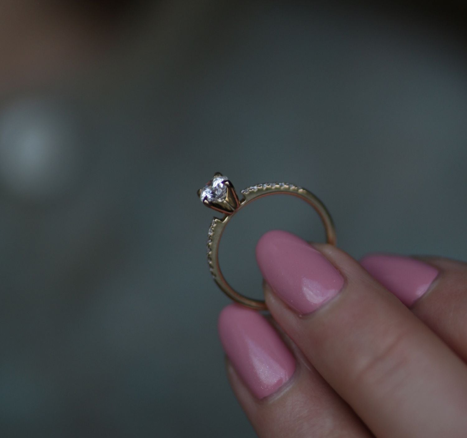 Round Cut Pave Lab Grown Diamond Engagement Ring