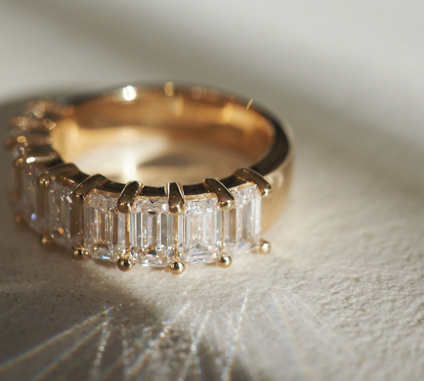 Stunning 3.30 TCW Emerald Moissanite Stones Half Eternity Wedding Bands