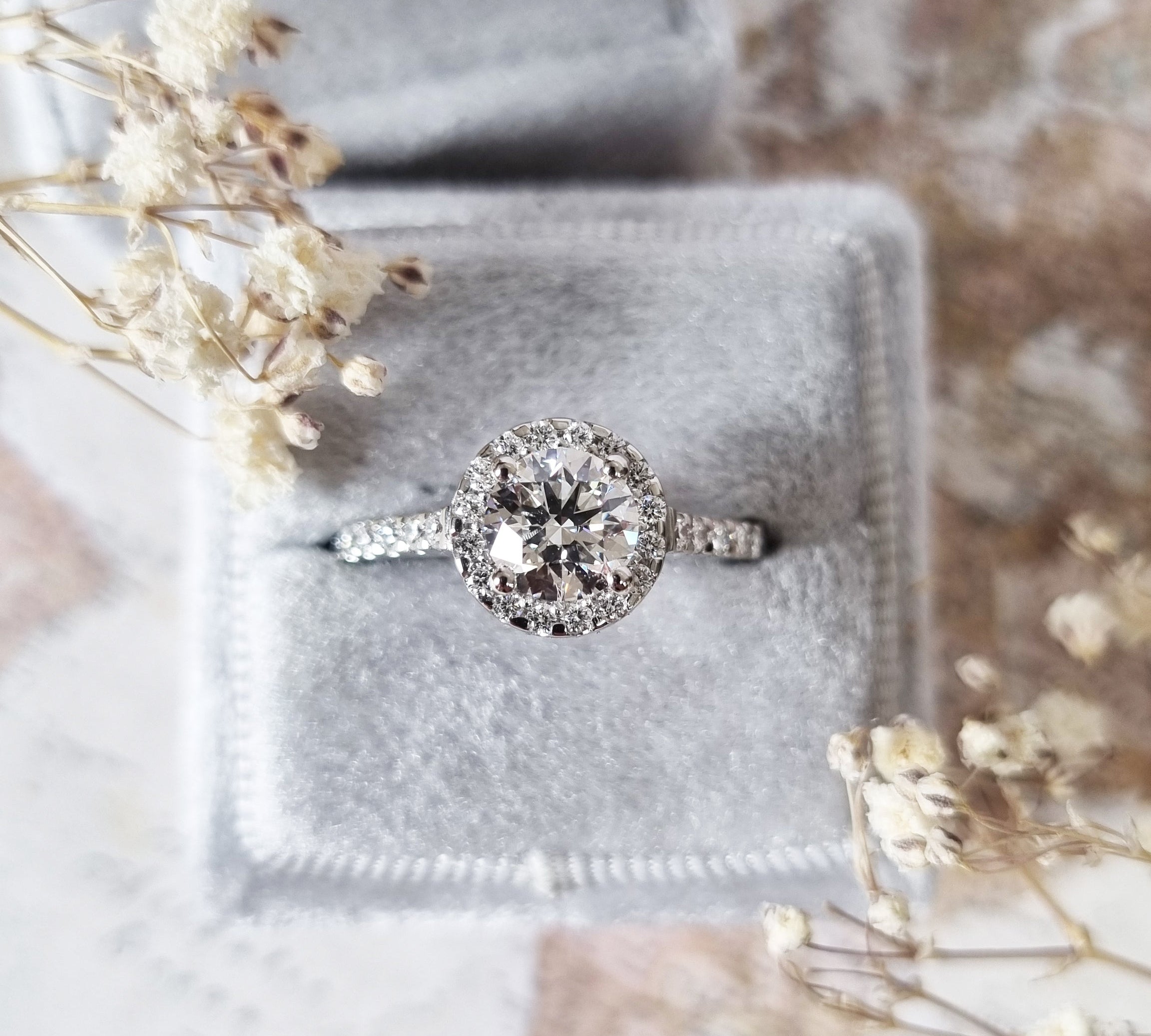 Round Halo & Pave Lab Grown Diamond Engagement Ring