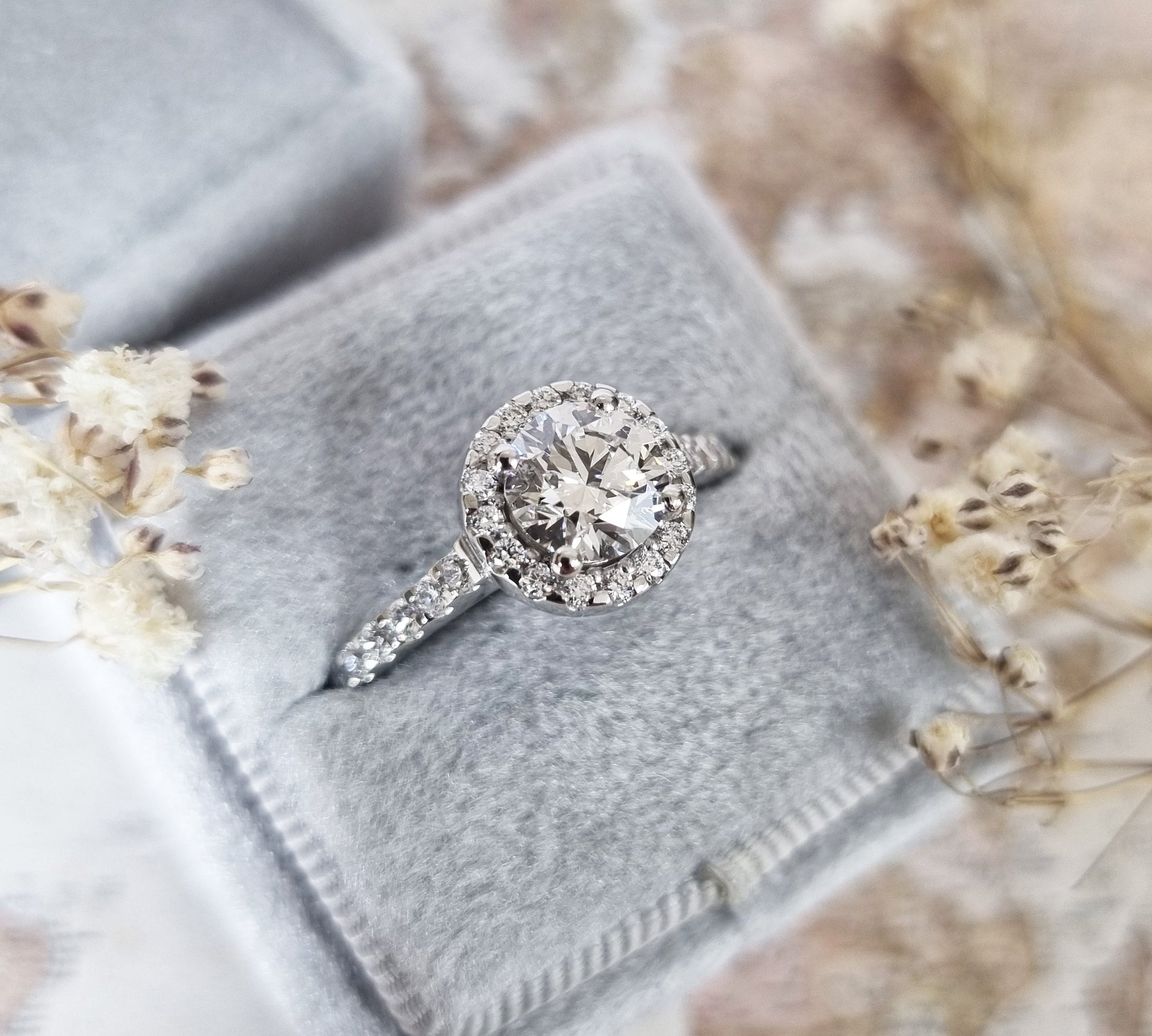 Round Halo & Pave Lab Grown Diamond Engagement Ring