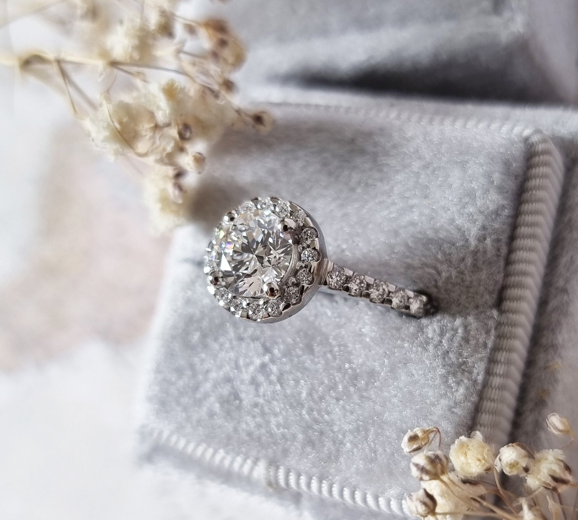 Round Halo & Pave Lab Grown Diamond Engagement Ring