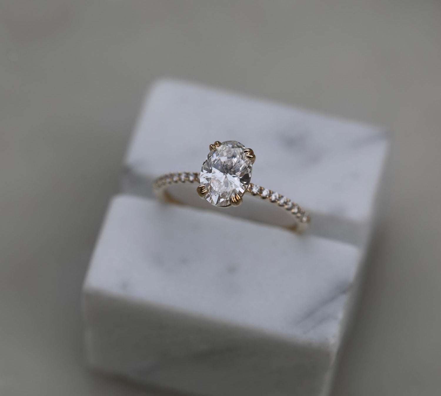 Oval Cut Pave Lab Grown Diamond Engagement Ring