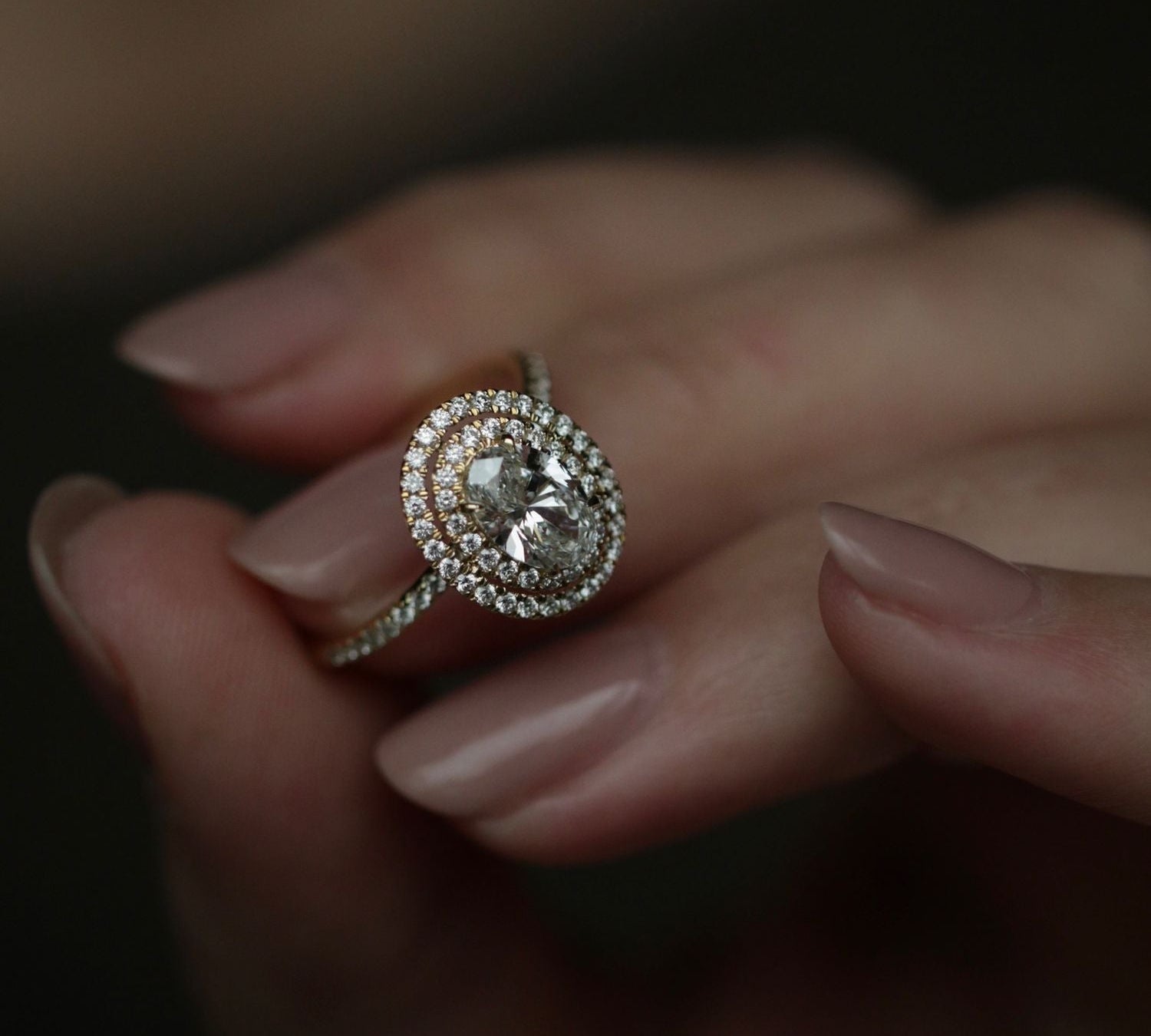 Oval Double Halo Lab Grown Diamond Engagement Ring