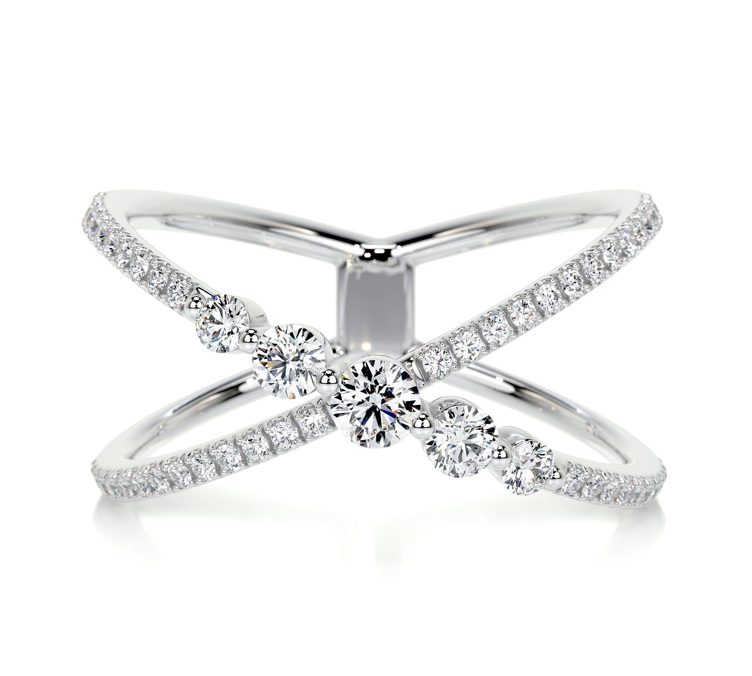 0.42 CT Round Criss Cross CVD EF/VVS Diamond Wedding Band 1