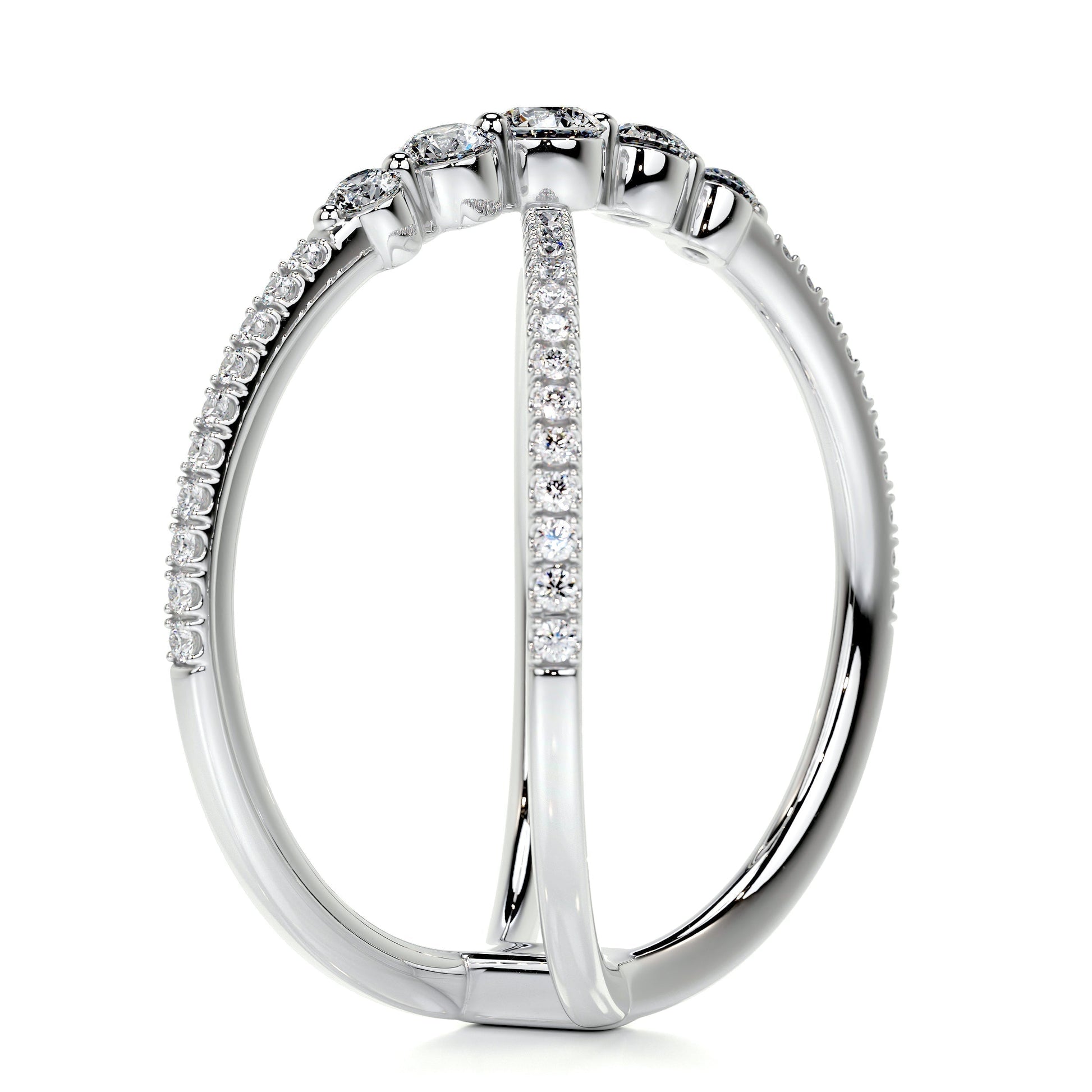 0.42 CT Round Criss Cross CVD EF/VVS Diamond Wedding Band 4