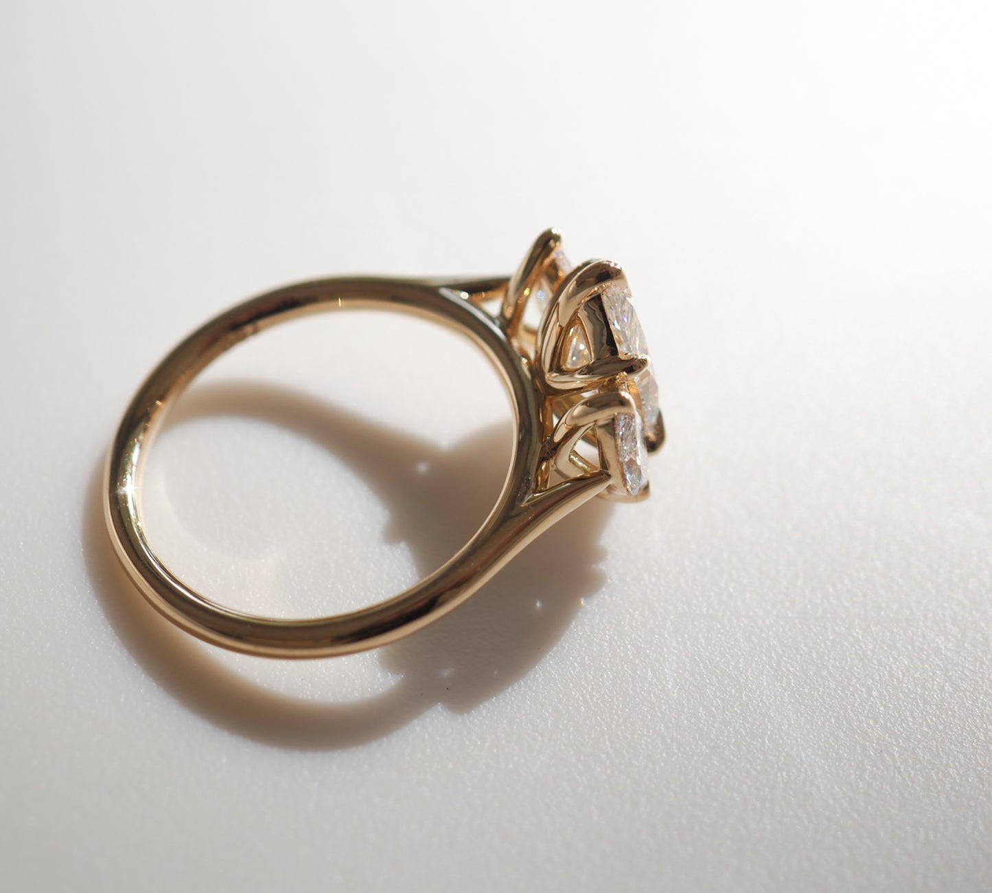 Stunning 1.3 CT Marquise Moissanite Engagement Ring with Three Stone Design