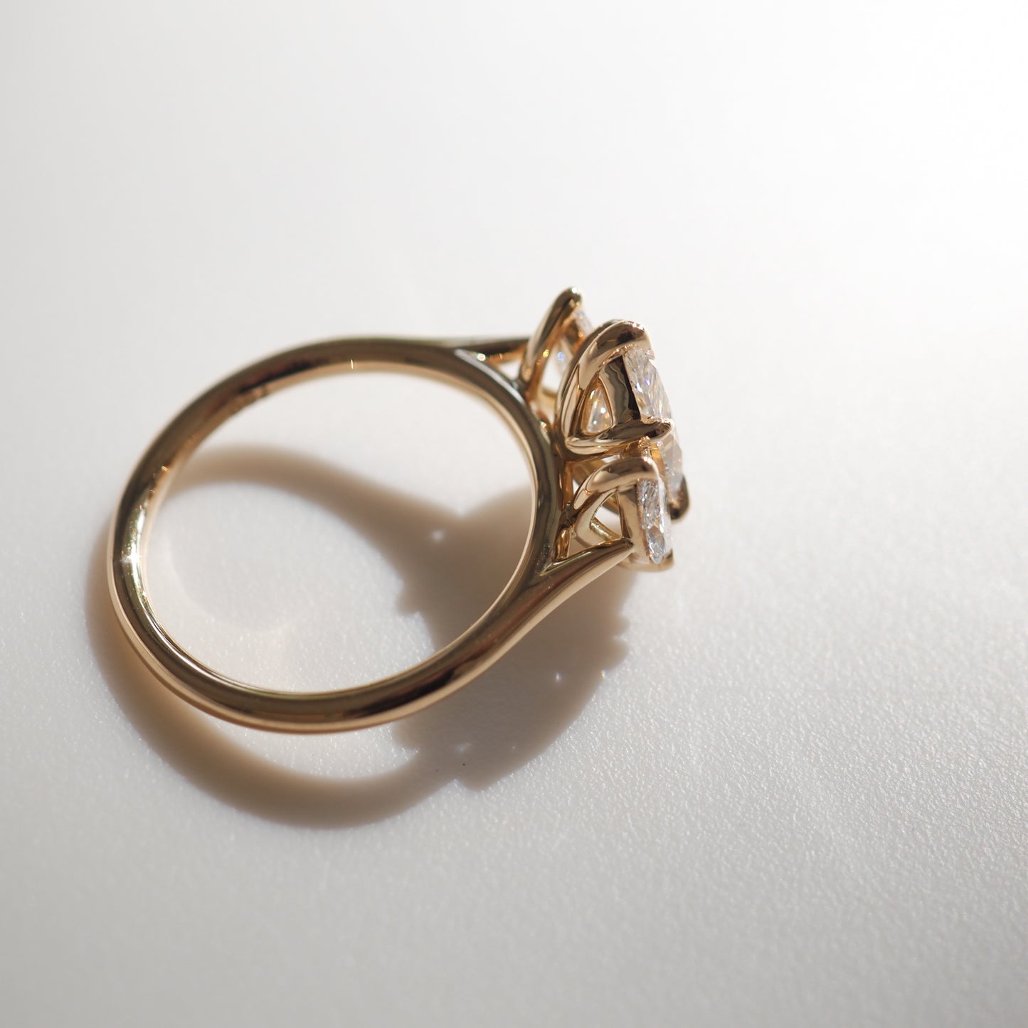 Stunning 1.3 CT Marquise Moissanite Engagement Ring with Three Stone Design