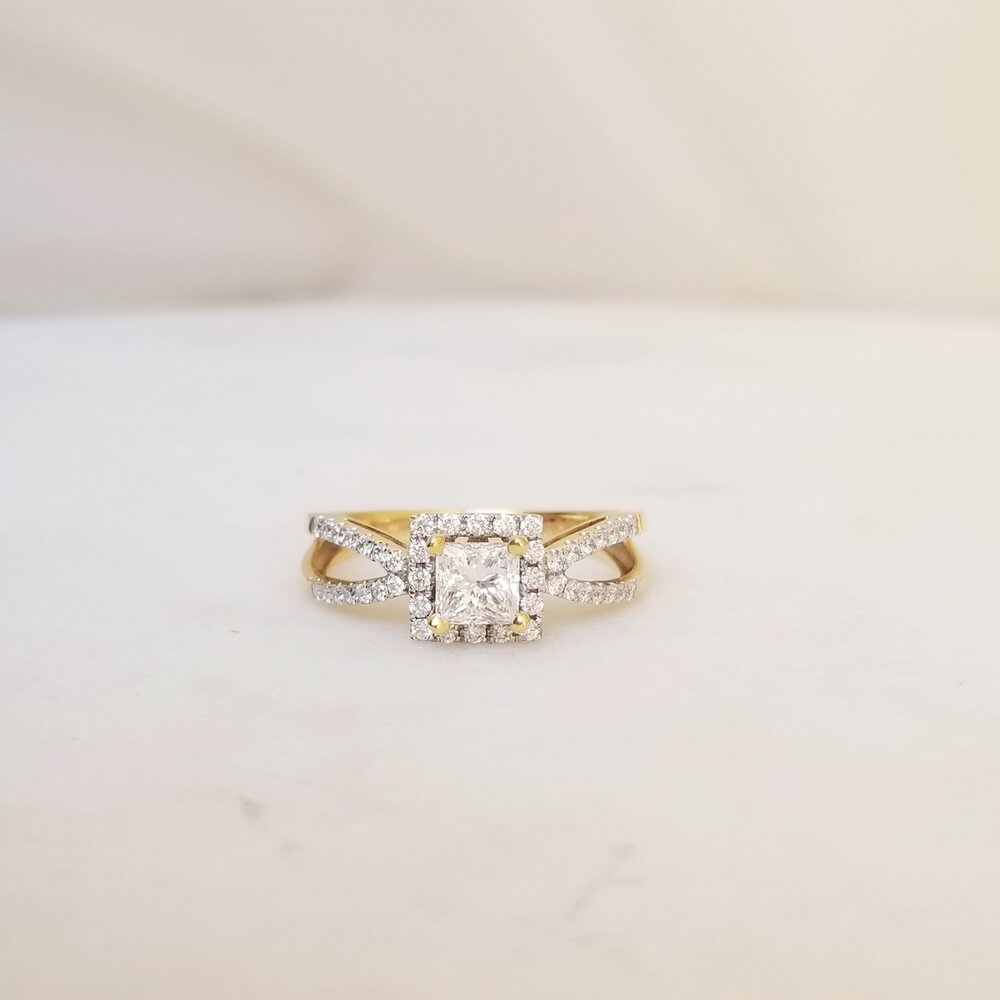 Princess Halo & Pave Lab Grown Diamond Engagement Ring
