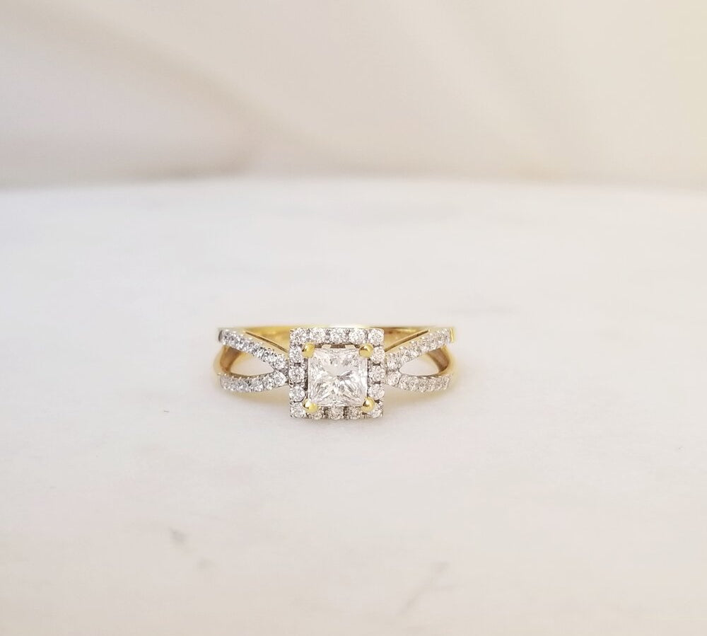 Princess Halo & Pave Lab Grown Diamond Engagement Ring