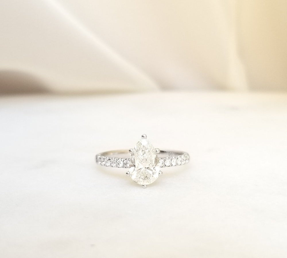 Pear Cut Pave Lab Grown Diamond Engagement Ring