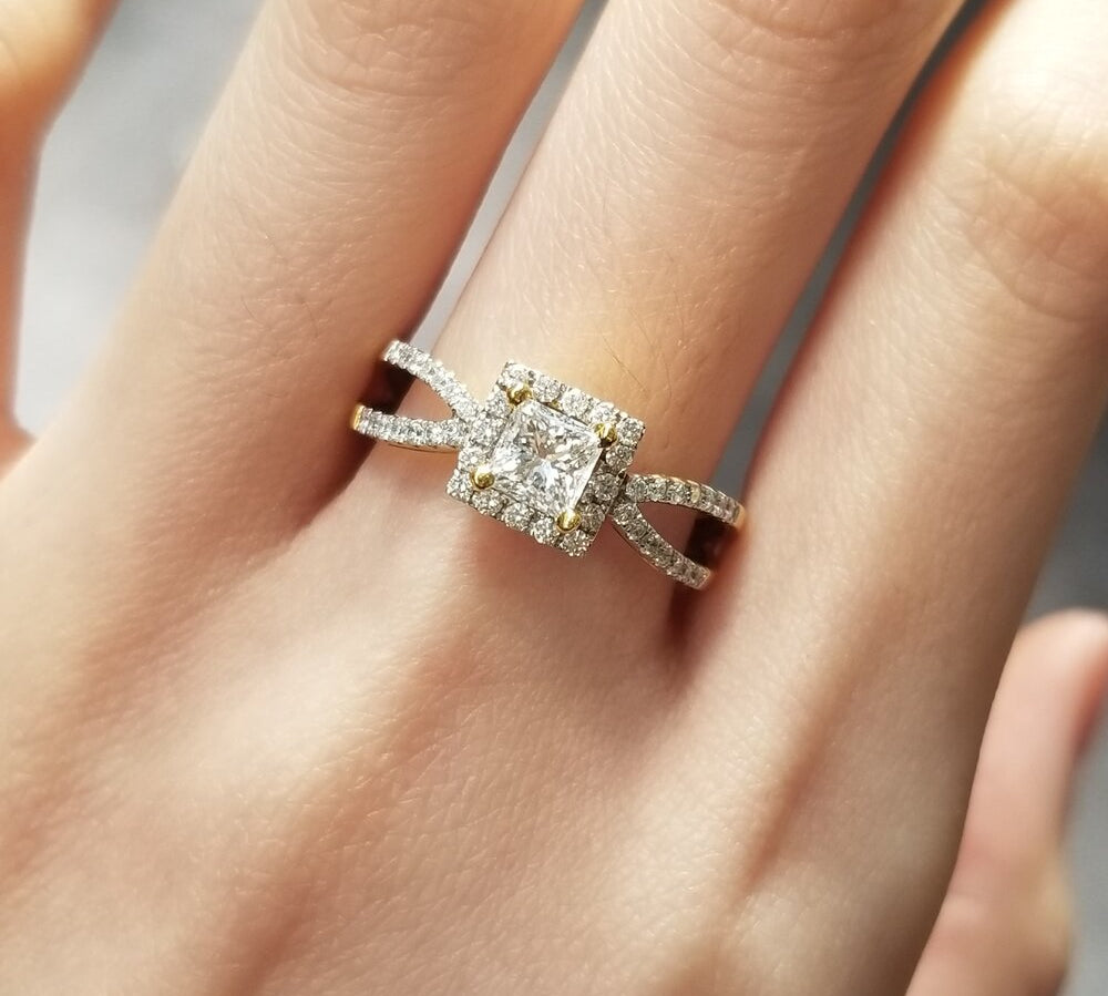 Princess Halo & Pave Lab Grown Diamond Engagement Ring