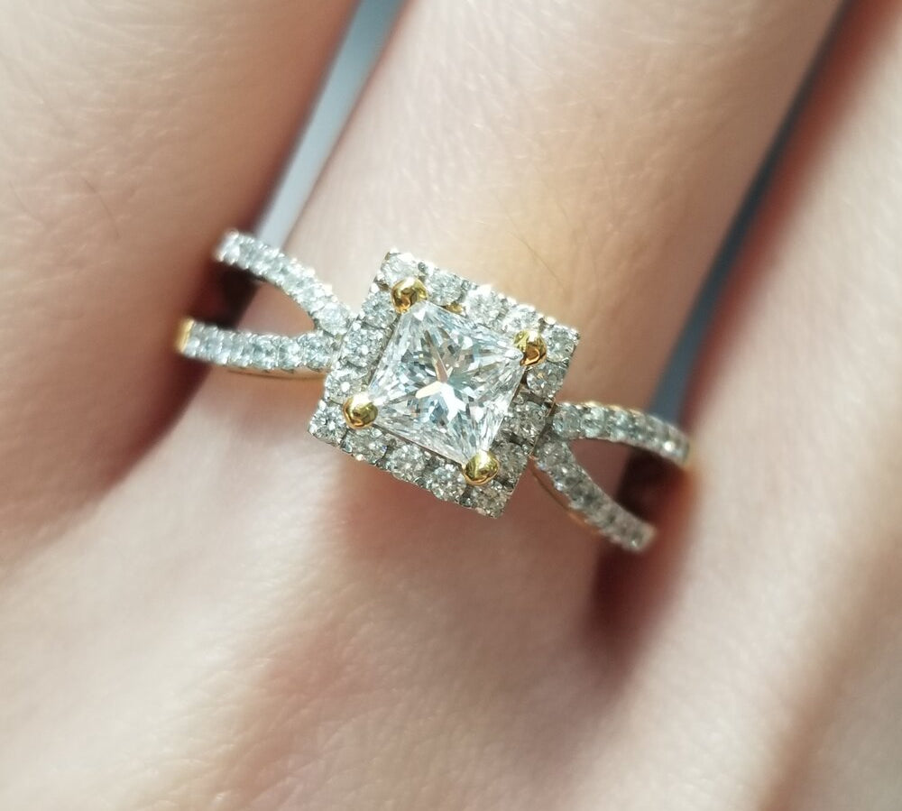 Princess Halo & Pave Lab Grown Diamond Engagement Ring