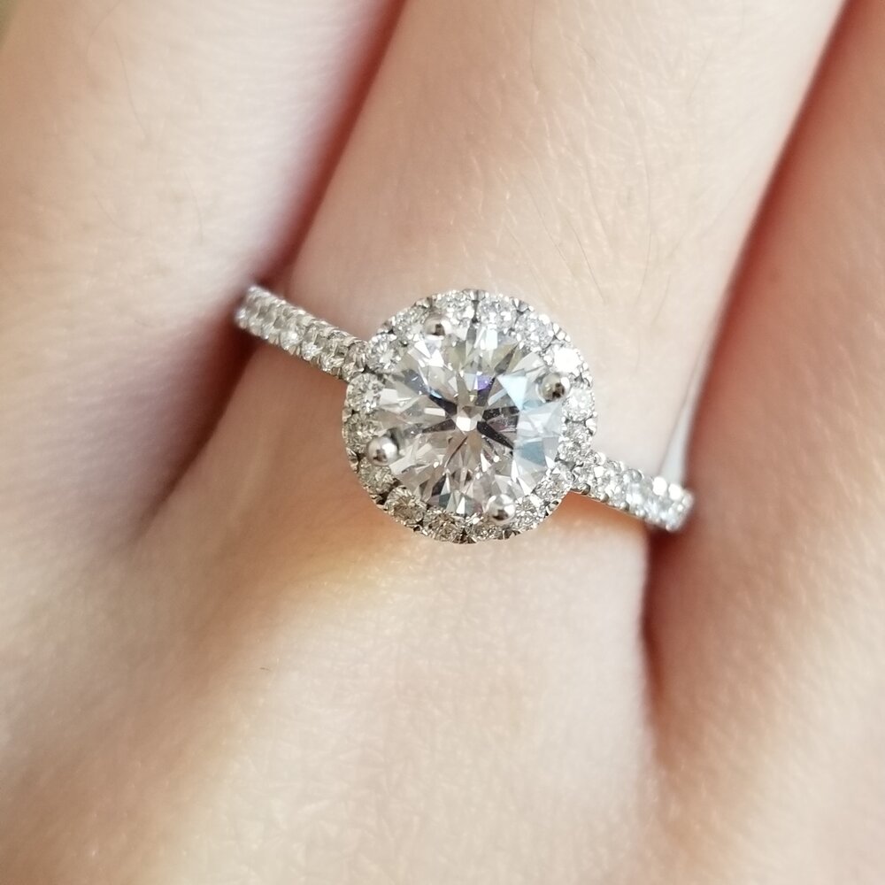 Round Halo & Pave Lab Grown Diamond Engagement Ring