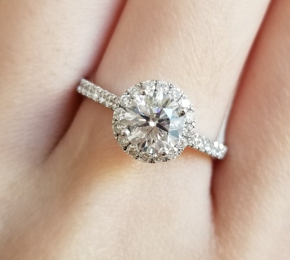 Round Halo & Pave Lab Grown Diamond Engagement Ring