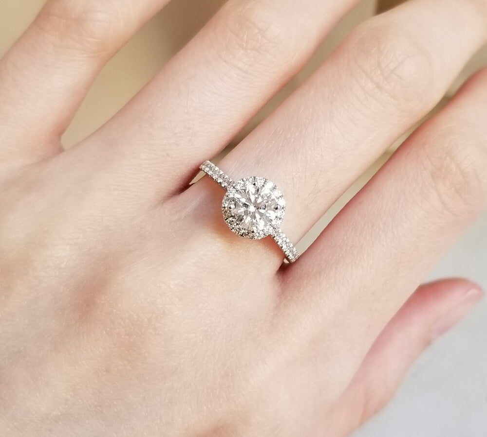 Round Halo & Pave Lab Grown Diamond Engagement Ring