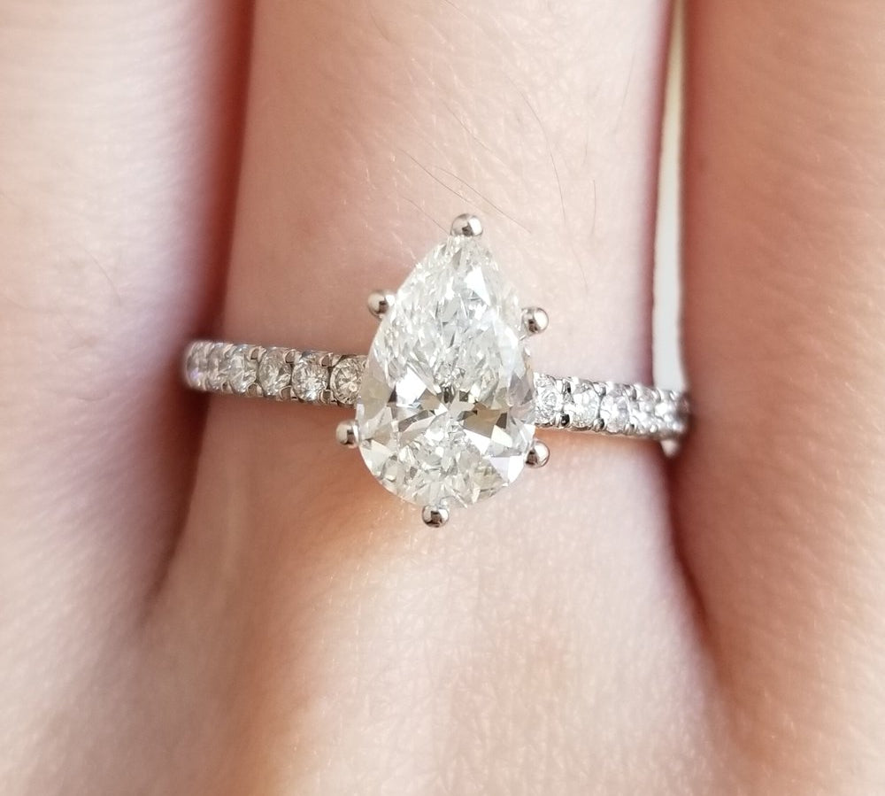 Pear Cut Pave Lab Grown Diamond Engagement Ring