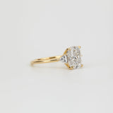 Elongated Cushion Lab Grown Diamond Three Stone Engagement Ring