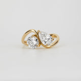 Round & Pear Lab Grown Diamond Two Stone Engagement Ring