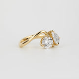 Round & Pear Lab Grown Diamond Two Stone Engagement Ring