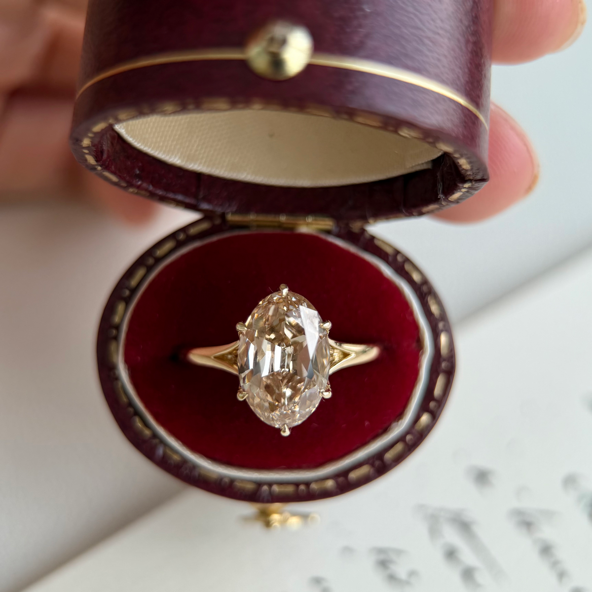 5 CT Champagne Old Mine Oval Lab Grown Diamond Ring