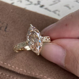 3 CT Champagne Old Mine Marquise Lab Grown Diamond Ring