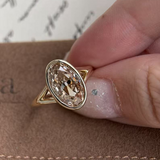 3.5 CT Champagne Old Mine Oval Lab Grown Diamond Ring