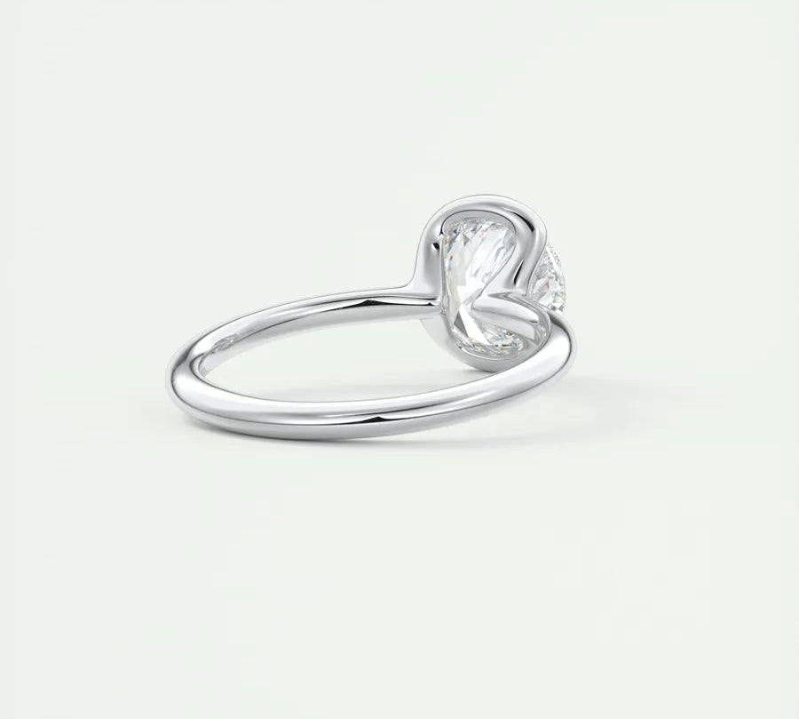 2 CT Round Half Bezel CVD F/VS1 Diamond Engagement Ring 3