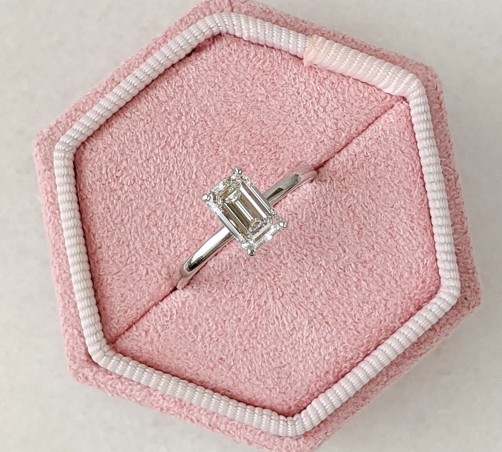 Emerald Hidden Halo Lab Grown Diamond Engagement Ring