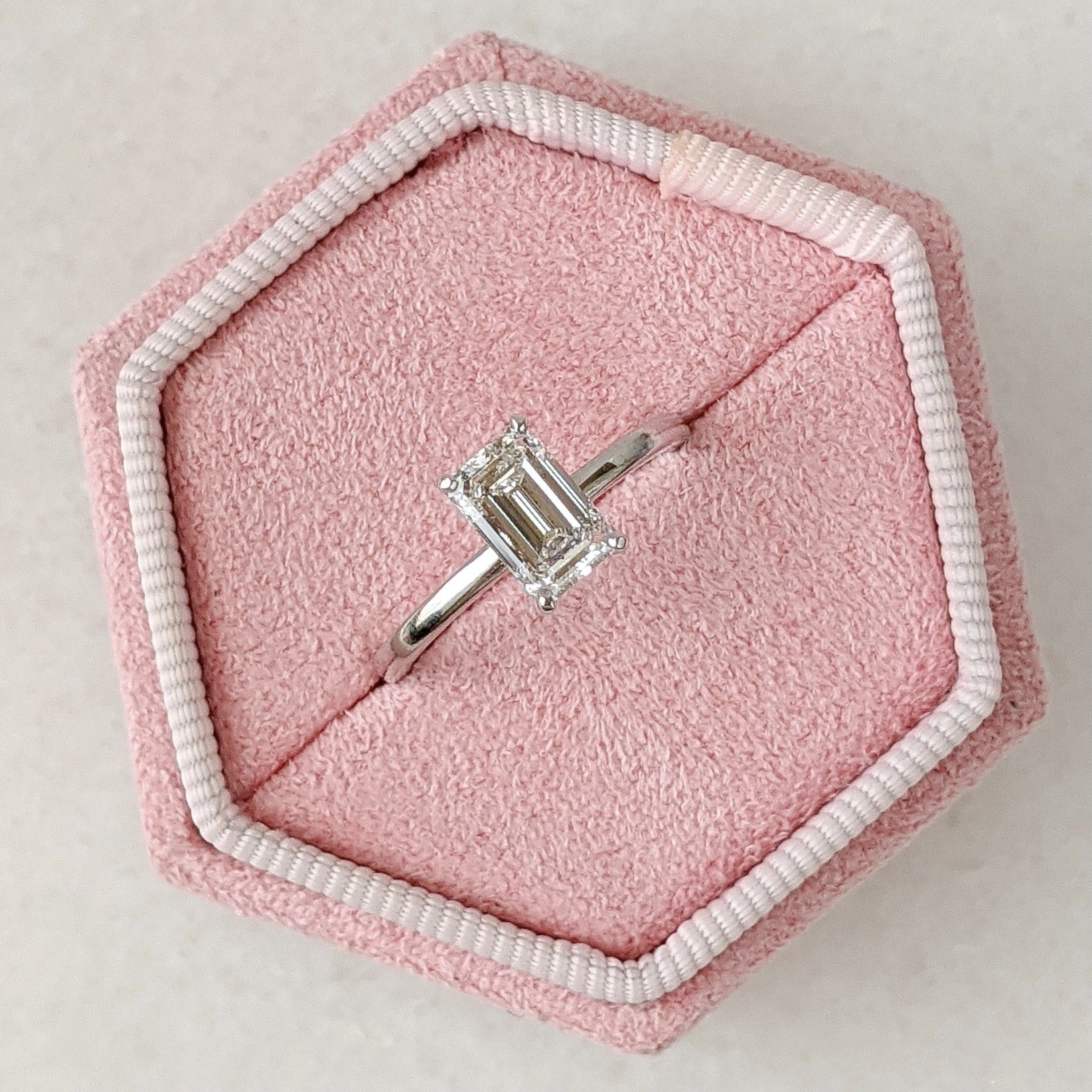 Emerald Hidden Halo Lab Grown Diamond Engagement Ring