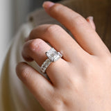 Stunning 1.0 - 2.0 CT Emerald Moissanite Engagement Ring With Hidden Halo Design 6