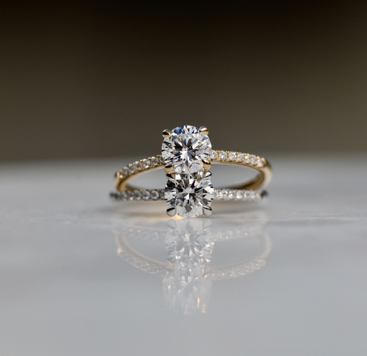 Round Cut Pave Lab Grown Diamond Engagement Ring