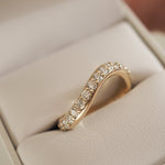 Stunning 0.4 TCW Round Moissanite Stones Curved Wedding Band