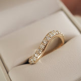 Stunning 0.4 TCW Round Moissanite Stones Curved Wedding Band