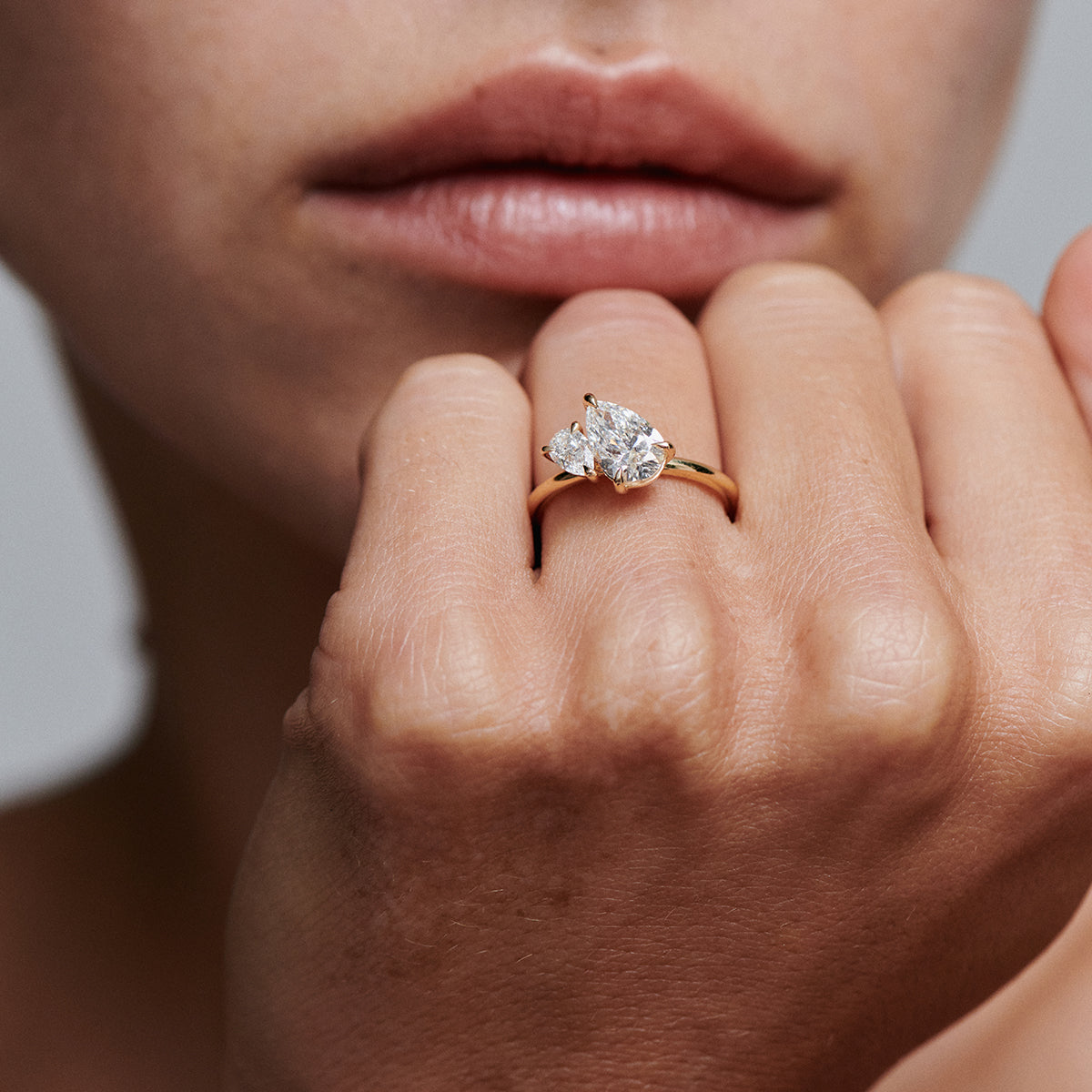 1.5 TCW Pear Two Stone Moissanite Engagement Ring
