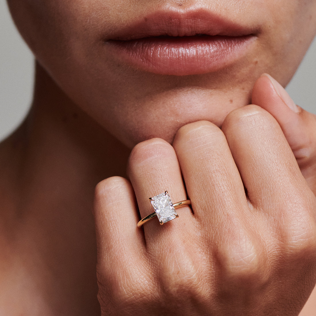 1.5 CT Radiant Solitaire Moissanite Engagement Ring