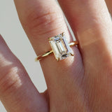 3.06 CT Emerald Shaped Solitaire Lab Grown Diamond Engagement Ring