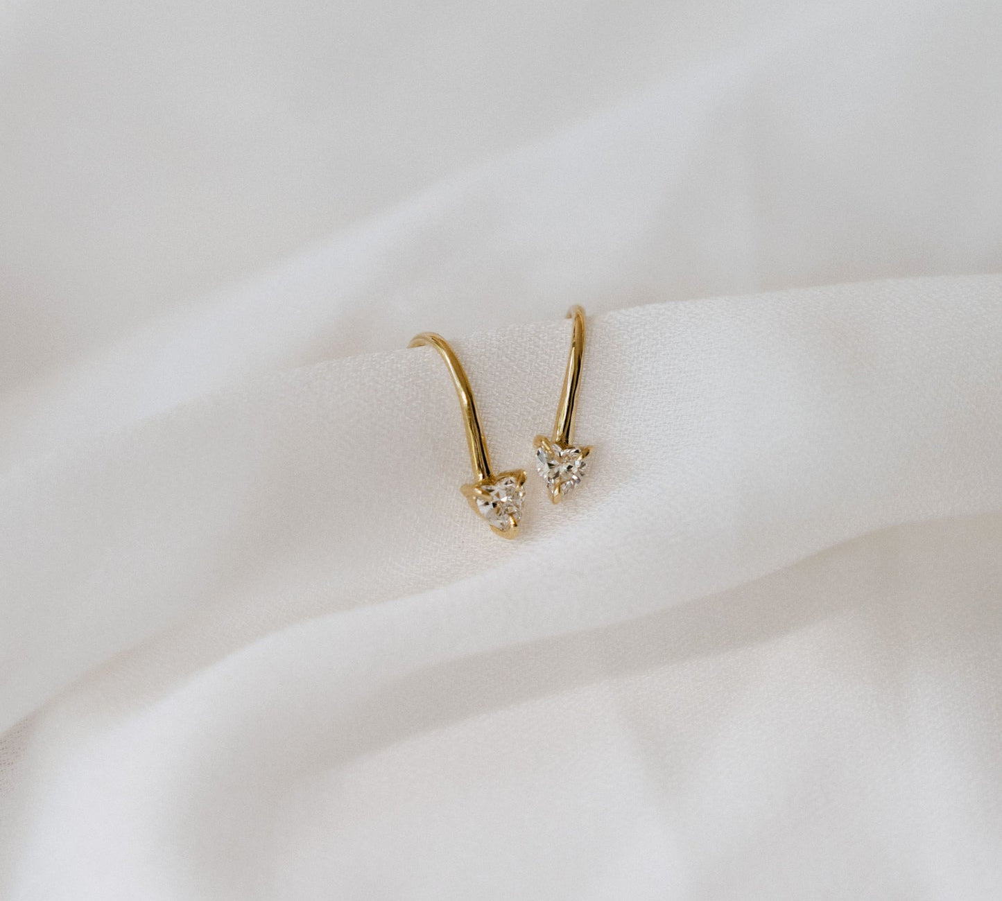 0.20 TCW Heart Cut Lab Grown Hoops Earrings