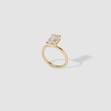 1.5 CT Emerald Shaped Half Bezel Lab Grown Diamond Engagement Ring