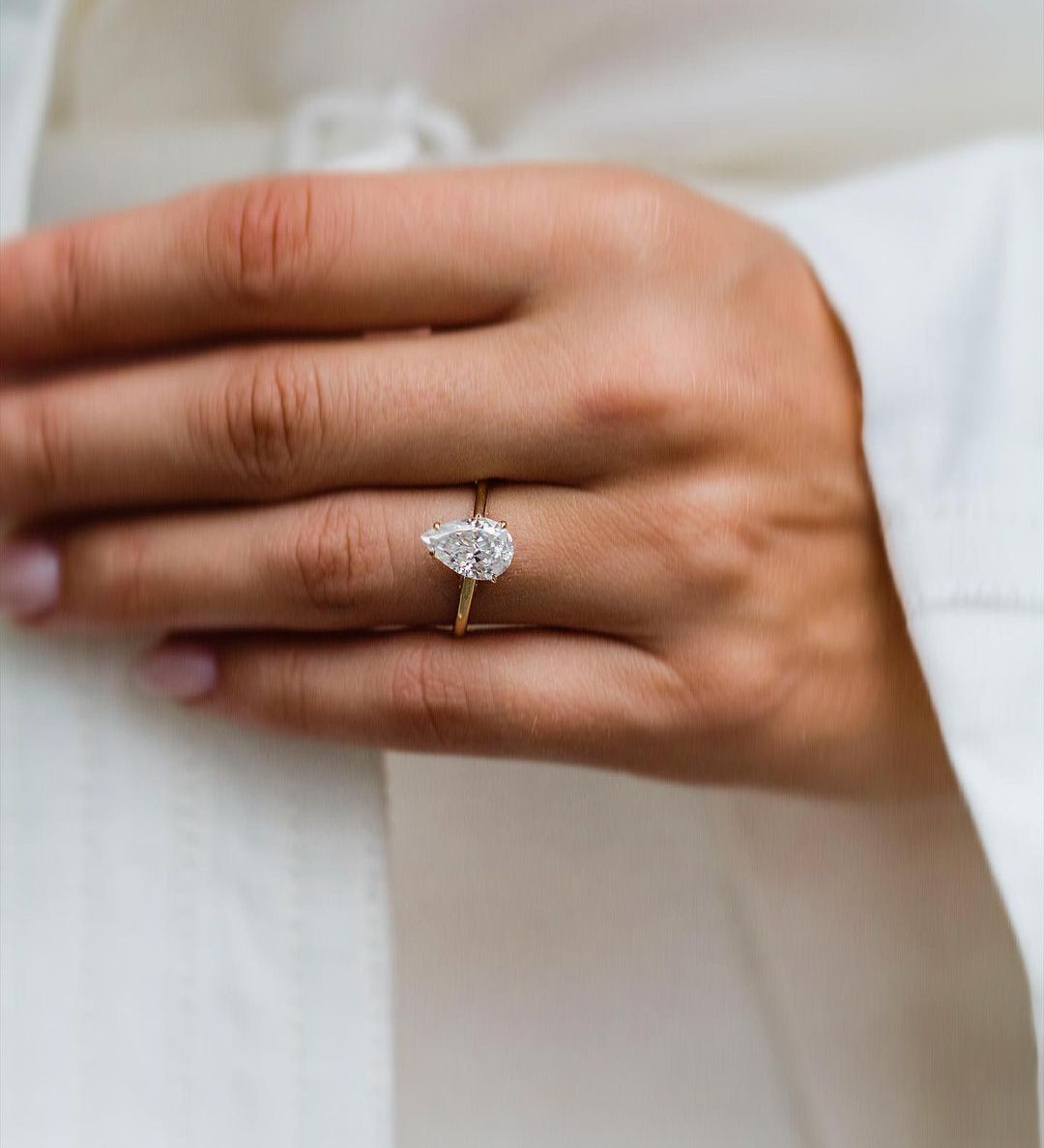 2.35 CT Pear Solitaire Moissanite Engagement Ring 1