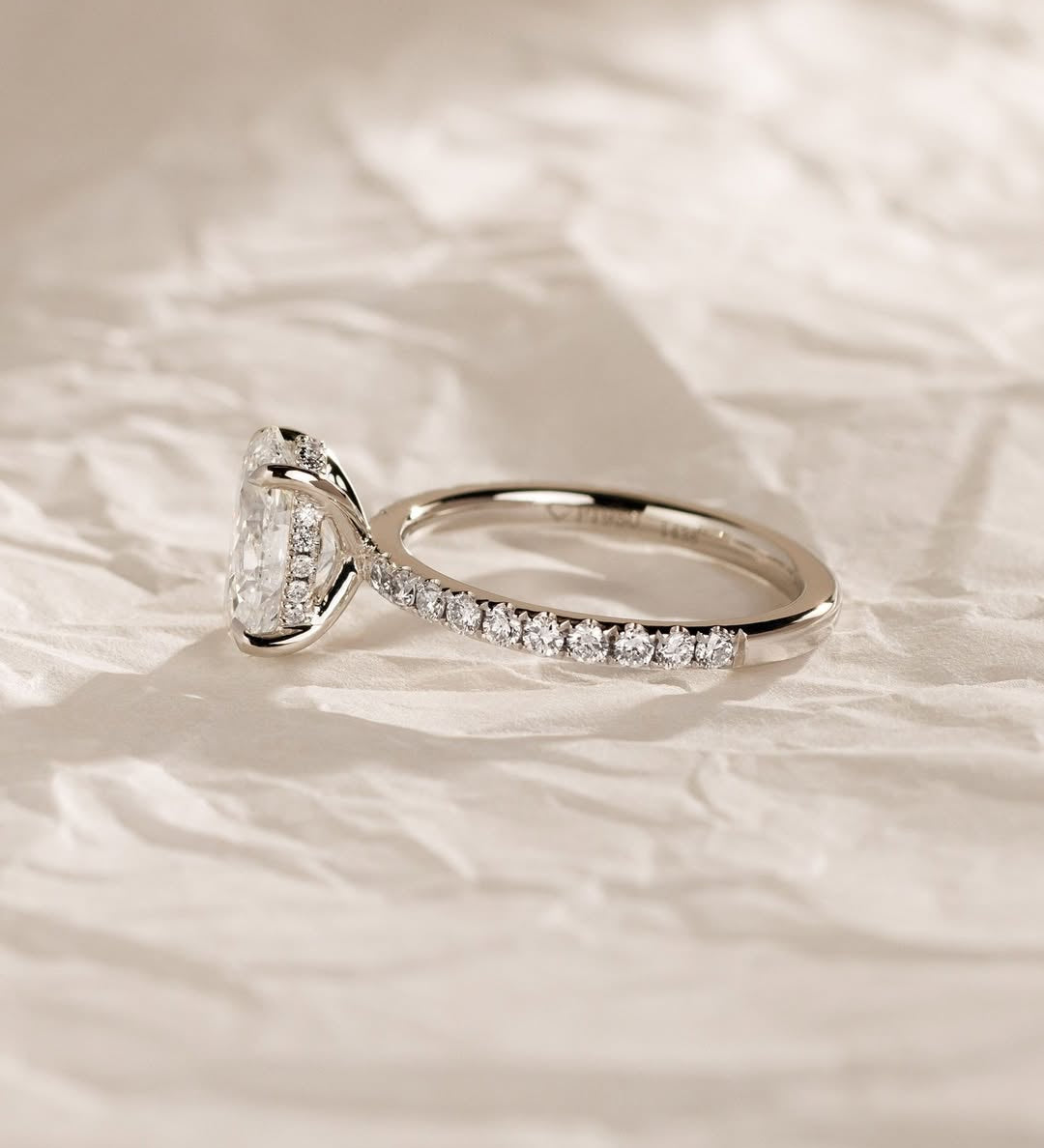 2.0 CT Oval Lab Grown Diamond Pave Style Engagement Ring