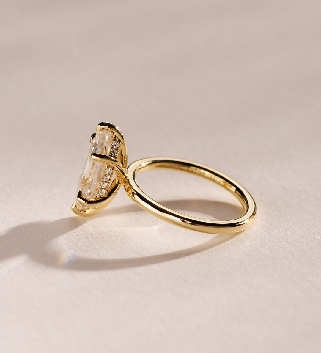 2.0 CT Hexagon⁠ Lab Grown Diamond Hidden Halo Style Engagement Ring