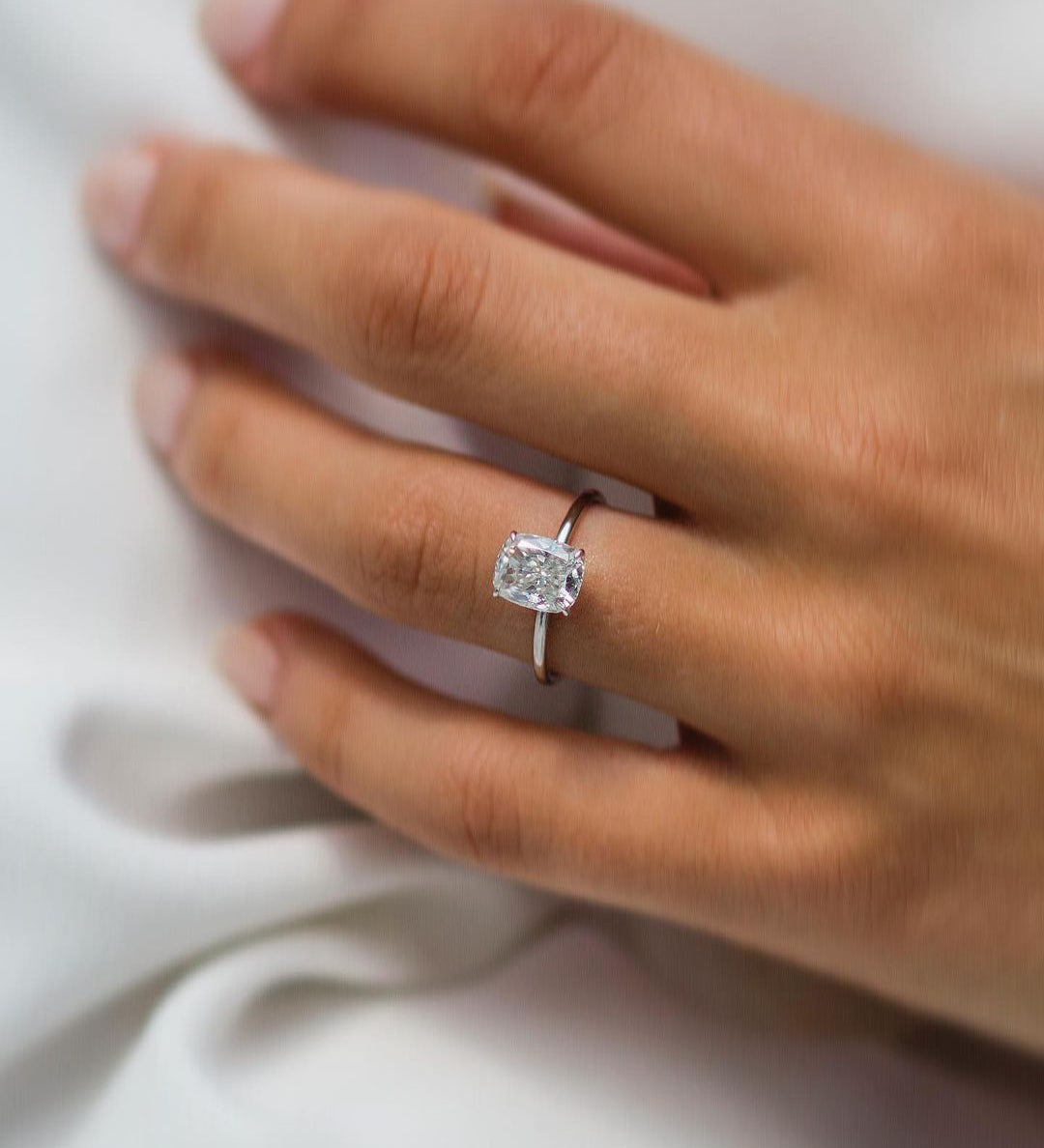 1.80 CT Cushion Cut Solitaire Moissanite Engagement Ring 1