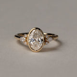 1.07 CT Oval Lab Grown Diamond Cluster Setting Engagement Ring
