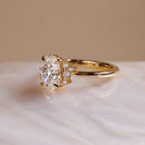 1.80 CT Oval⁠ Lab Grown Diamond cluster Style Engagement Ring