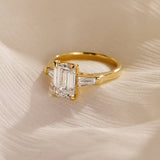 1.50 CT Emerald Lab Grown Diamond Three Stone Style Engagement Ring