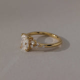 1.5 CT Elongated Cushion  Lab Grown Diamond Cluster Style Engagement Ring